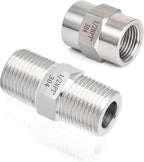 GASHER 4PCS 304 Stainless Steel Pipe Fitting, Hex Nipple Hex Coupling, 1/2" x 1/2" NPT Male Thread Pipe, 1/2Inch x 1/2Inch NPT Female Thread Pipe