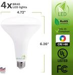 Bioluz 4 Pack LED Light Bulb BR40 Light Bulbs 3000K Soft White 90 CRI Dimmable UL-Listed CEC Title 20 Compliant 1250 Lumen Led Bulbs Indoor/Outdoor Flood Lights | Lightbulb for Outdoor Lighting