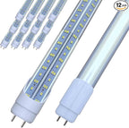 T8 LED Bulbs 4 Foot, T12 LED Replacement 4FT 72W Fluorescent Tube Lights,7200lm 6500K Cool White,2 Bi-Pin G13 Base Type B Tube Lights, Ballast Bypass, Double Ended Power, NO RF FM Driver