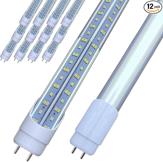T8 LED Bulbs 4 Foot, T12 LED Replacement 4FT 72W Fluorescent Tube Lights,7200lm 6500K Cool White,2 Bi-Pin G13 Base Type B Tube Lights, Ballast Bypass, Double Ended Power, NO RF FM Driver