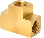 GASHER 3 Pcs Brass Barstock Tee, 1/2" x 1/2" x 1/2" NPT Female Pipe Fittings