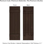 Board & Batten Vinyl Shutters (1 Pair) | 14.5"x47" (4-Board) - Coffee Bean | Exterior Window Shutters | Includes Mounting Hardware | Simple Installation | Made in USA