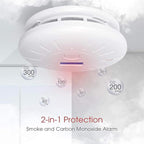 2 Pack 10 Year Battery Operated Smoke and Carbon Monoxide Detector, Portable Fire Co Alarm for Home and Kitchen (White)