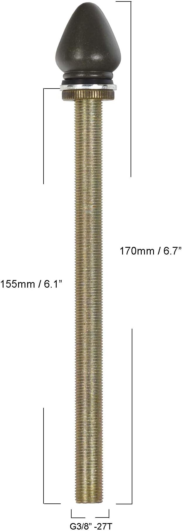 Bieye SS035 Lampshade Support with Finial for Tiffany Style Stained Glass Floor Lamp Table Lamp (G3/8 155mm All Thread)