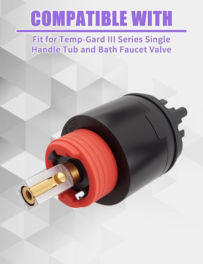 N40HLC Shower Cartridge Fit for Temp-Gard III Series Single Handle Tub and Bath Faucet Valve Replace RK7300-CART-3P, JH02BJ, HL-40, Z-7300