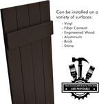 Board & Batten Vinyl Shutters (1 Pair) | 14.5"x39" (4-Board) - Stone Mason Brown | Exterior Window Shutters | Includes Mounting Hardware | Simple Installation | Made in USA