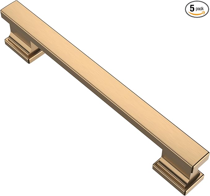 Alzassbg 5 Pack Champagne Bronze Cabinet Pulls, 5 Inch(128mm) Hole Centers Kitchen Cabinet Handles for Cabinets and Drawers AL3061TGP
