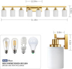 52inch Gold Bathroom Light Fixtures, Modern Bathroom Vanity Light with Milky White Glass Shade, Gold Wall Lamp Sconces for Mirror Bedroom, Living Room Hallway