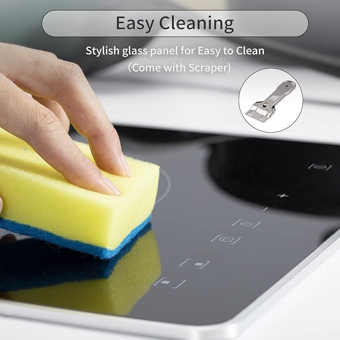 2 Burner Electric Cooktop, Electric Stove Top 12 Inch with Metal Trim, Sensor Touch Control, Fast Heat, Multiple Safety Protection, 3000W, 220V~240V Hard Wire(No Plug)