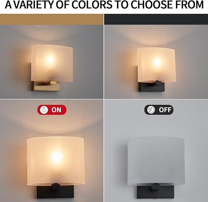 Hardwired Wall Sconces, Modern Acrylic Shade Wall Light Fixture, Black Walls Mounted Lamp with Ceramic Lamp Holder, Classic E26 Bulb Walls Lighting for Bedroom, Living Room, Hallway 【No Bulb Included】