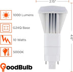 GoodBulb 10 Watt Vertical LED Plug-in Light Bulbs Type B 4 Pin G24Q Base 3500K Neutral White High Output 950 Lumens Car Dealership Lighting 10 Pack