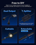 ASAHOM AI Permanent Outdoor Lights S107F, 400FT with 288 RGBCW LED Lights and Dual Output, 30,000 Lighting Effect Combination, IP67 Waterproof for House Christmas New Year and Daily Decoration, Black