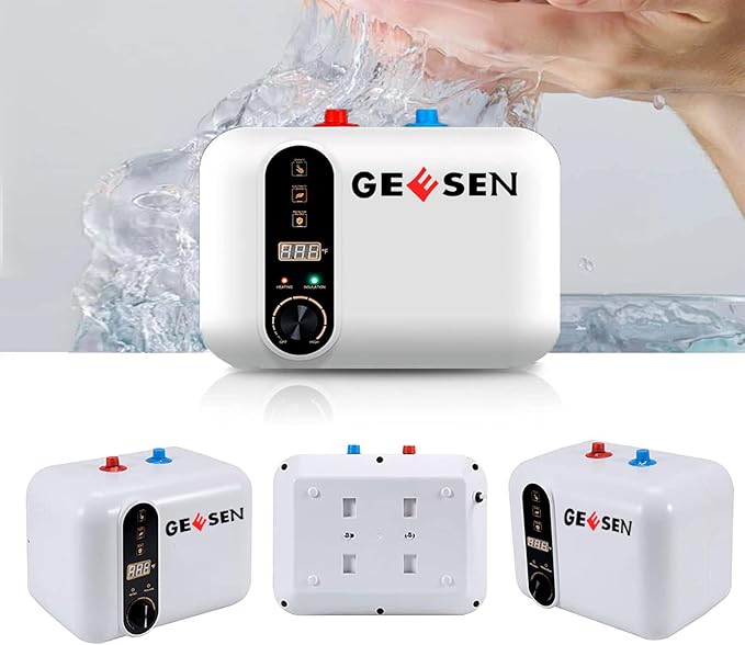 Electric Hot Water Heater 120/240V Small Compact Tank Storage,Rv Tr 3.5 Gallon Trailer 1.5KW Kitchen Instant Under Sink Counter Cupboard, RV 1 PCs 16” Long 1/2”FIP Stainless Steel Water Hose