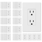ELEGRP Matte White Standard Decorator Electrical Wall Receptacle Outlet, 15A 125V, 2 Pole 3 Wire, Non-Tamper Resistant, NEMA 5-15R, Self-Grounding, Mid Wall Plate Included, UL Listed (50 Pack)