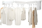 Clothes Drying Rack, Laundry Drying Rack Wall Mount, 3-Fold Wall Mounted Clothes Drying Racks for Hanging Clothes, Foldable & Sturdy Space Saver for Laundry Room -White