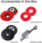 SM430 17" Walk-behind Commercial Floor Scrubber Buffer Polisher Machine, Dual Brushes, Dual Pads and Drivers, 10000 sqft/h, Cordless Rechargeable Lithium Battery, Lightweight, Red