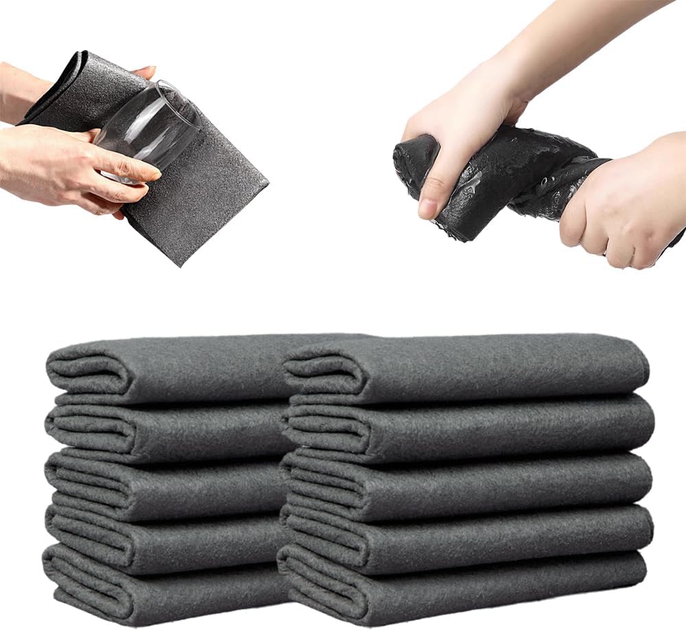 Thickened Magic Cleaning Cloth, 2026 New Reuseable Streak Free Microfiber Cloth Magic Fiber Microfiber Cleaning Cloth, Multipurpose Miracle Rags for Kitchen, Window, Glass, Cars (10pcs, 8x12 in)