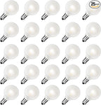 G40 LED Frosted Light Bulbs Replacement, 0.6W Shatterproof Globe Led String Light Bulbs, Replacement Bulbs for Indoor Outdoor String Lights, 25Pack, Warm White