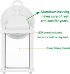 LIT-PaTH Outdoor LED Wall Lantern, Exterior Wall Sconce Porch Light Fixtures, 3000K 9.5W 800 Lumen, Aluminum Housing Plus Glass, Matte White Finish, 1-Pack