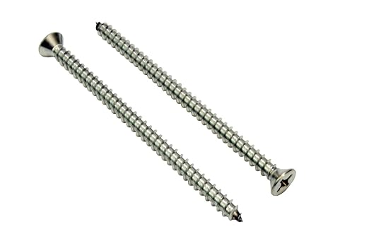 Bolt Dropper #12 X 3-1/2'' Stainless Steel Flat Head Phillips Wood Screw, (25 pc), 18-8 (304) Stainless Steel Sheet Metal Screws - Type A Point, Plain Finish