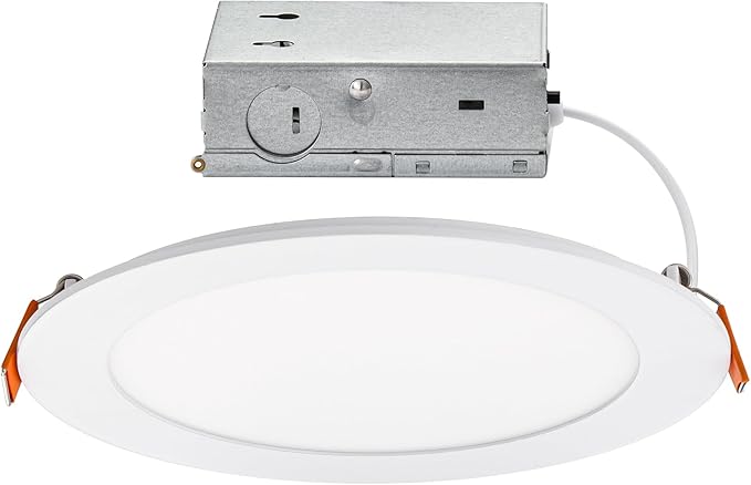 Builder Essential 7in 1,000 Lumens Round LED Recessed Light and Housing for Remodel or New Construction with 5-CCT 2700-3000-3500-4000-5000K in White IC-Rated