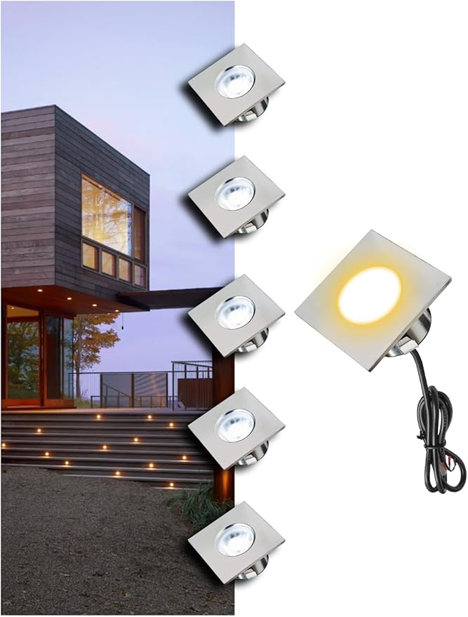 MALORY Recessed LED Deck Light, 4W 12V Low Voltage Landscape Lighting, Outdoor Step Stair Lights, Deck Lighting for for Outside Floor Yard (SG05, 6-Pack 2700K)