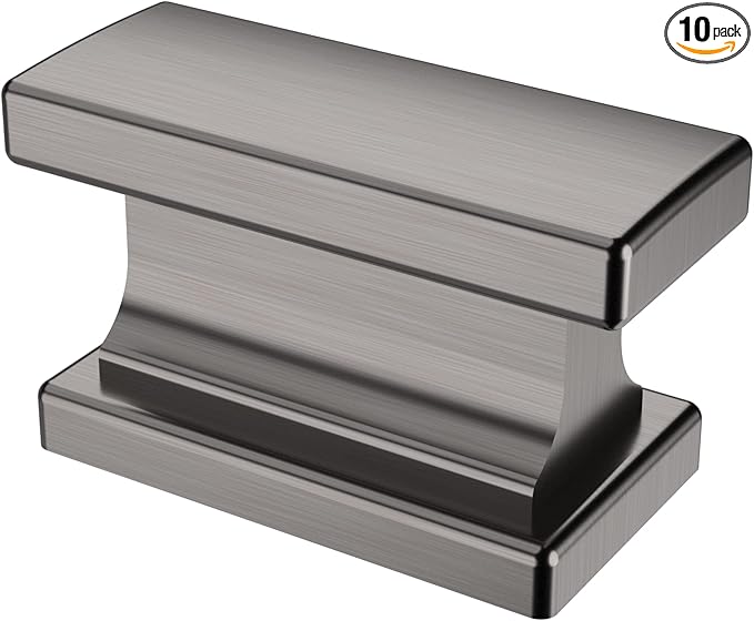 Alzassbg 10 Pack Brushed Black Nickel Cabinet Knobs, 1.46 Inch(37mm) Rectangle Kitchen Hardware Knobs for Cabinets and Drawers AL6061BBN