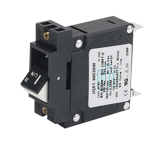 GLOSO Single Pole Miniature Circuit Breaker Manual Reset Switch Yachts Campers Caravans Control Panel M4 Screw Black Rocker 30A J1P