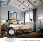 Square Black Recessed Lighting 4 Inch 6 Pack, Ajustable Eyeball recessed Light with Junction Box,5 Color Selectable,Airtight,9W 750LM,Dimmable,Black