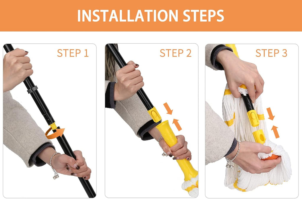 KeFanta Self-Wringing Twist Mop for Floor Cleaning, Long Handled Microfiber Floor Mop with Top Scouring Pad for Kitchen, Hardwood, Restaurant, Bathroom, Garages, Warehouses, Office,57-inch