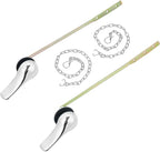 Toilet Handle Replacement Kit, Universal Tank Flush Lever Handle with Stainless Steel Flapper Chains for Most Front Mount Toilets, Matte Black Finish Toilet Flush Handle (Chrome)