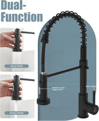 Black Kitchen Faucet, Kitchen Faucet with Soap Dispenser, Faucet for Kitchen Sink, Single Handle Stainless Steel Kitchen Sink Faucets with Pull Down Sprayer, Camper Farmhouse RV Sink Faucet