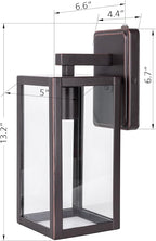 LIT-PaTH Dusk to Dawn Outdoor Wall Lantern, Wall Sconce as Porch Lighting Fixture, E26 Medium Base Max 60W, Anti-Rust Metal with Glass Shade, Oil Rubbed Bronze Finish, 1-Pack