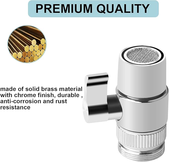 Faucet Diverter Valve with Aerator for Countertop Water Filter,Faucet Adapter to 3/8" Barb outlet,Faucet Splitter for Water Diversion
