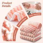 Coral Fleece Striped Rag Cleaning Dish Cloth, Reusable and Washable Microfiber Cleaning Rag, Absorbent Streak Free Lint Free Rags, Kitchen Clean Towels for Scrubs Dishes, Sinks Cleans (Pink, 10PCS)