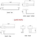 TRUSTMI Black Bathroom Hardware Set Contemporary 5-Pieces Wall Mounted Towel Bar Set, Stainless Steel Square Shaped Bathroom Hardware Accessories, Matte Black