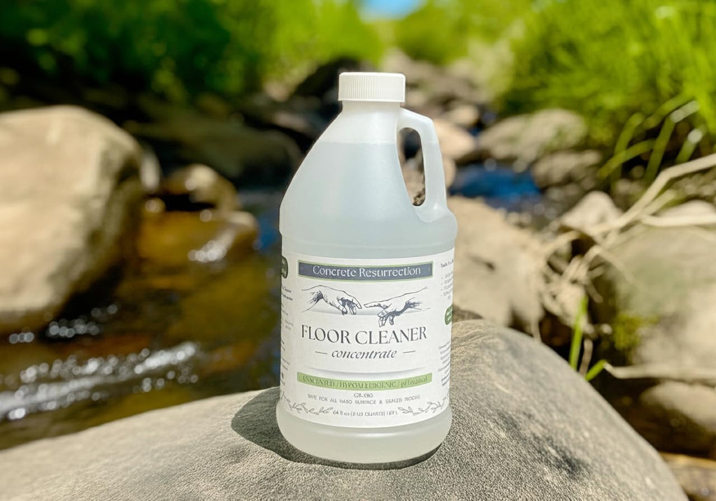 Concrete Resurrection Clean Living Floor Cleaner – Multi-Surface, Non-Toxic, Plant-Based, pH Neutral, Family & Pet Friendly. Safe, effective, and naturally scented for everyday clean.