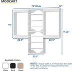 Modular Closet Organizer, 72" Wide, Wood Tower, Walk In Closet Storage, Wall Mounted, White