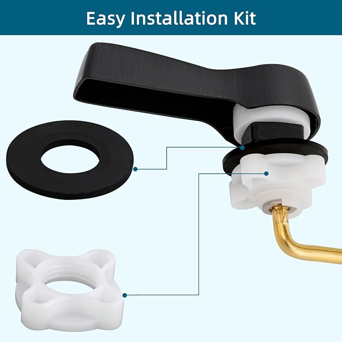Hygie Rinse 2PCS Metal Toilet Handle Lever Flush Replacement, Universal Front Mount Toilet Handle with Stainless Steel Flapper Chains, Toilet Repair Kit, Oil Rubbed Bronze
