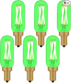 E12 Green Light Bulb Colored Chandelier Light Bulbs, 4W 40 Watt Equivalent Dimmable Green Candelabra Light Bulbs, 6 Pack