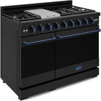 Gordon Ramsay by THOR Kitchen 48 Inch Professional Liquid Propane Range with Tilt Panel Touch Control in Black/Navy Blue