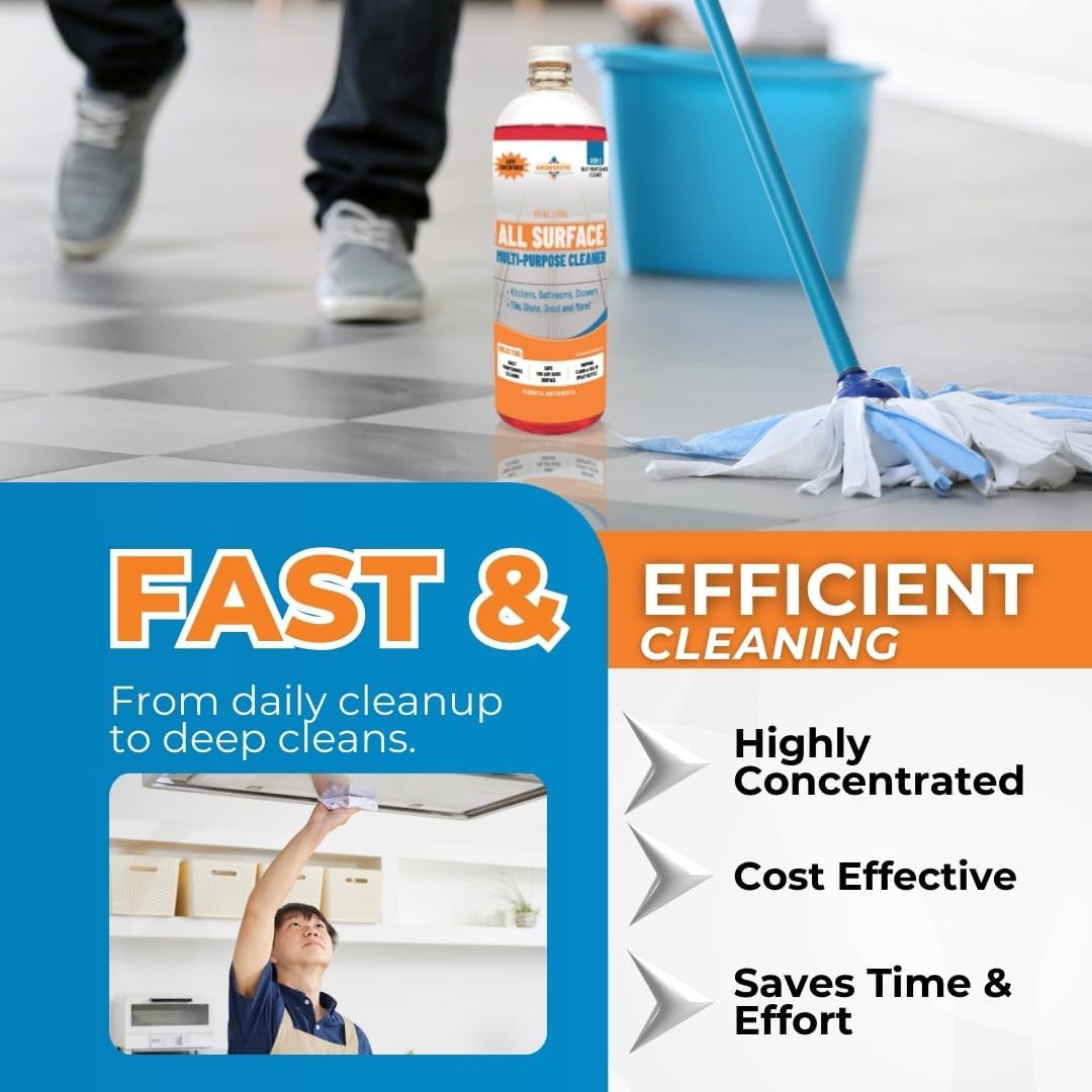 All-Surface Daily Cleaner Concentrate – pH-Neutral, Residue-Free Formula for Tile, Grout, Natural Stone, LVP, Laminate & Sealed Wood – Kitchens, Bathrooms, Showers & Floors