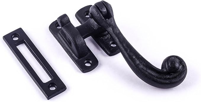 Renovators Supply Manufacturing Black Wrought Iron Window Sash Lock 3.75 in Window Locks with Mounting Hardware Pack of 3