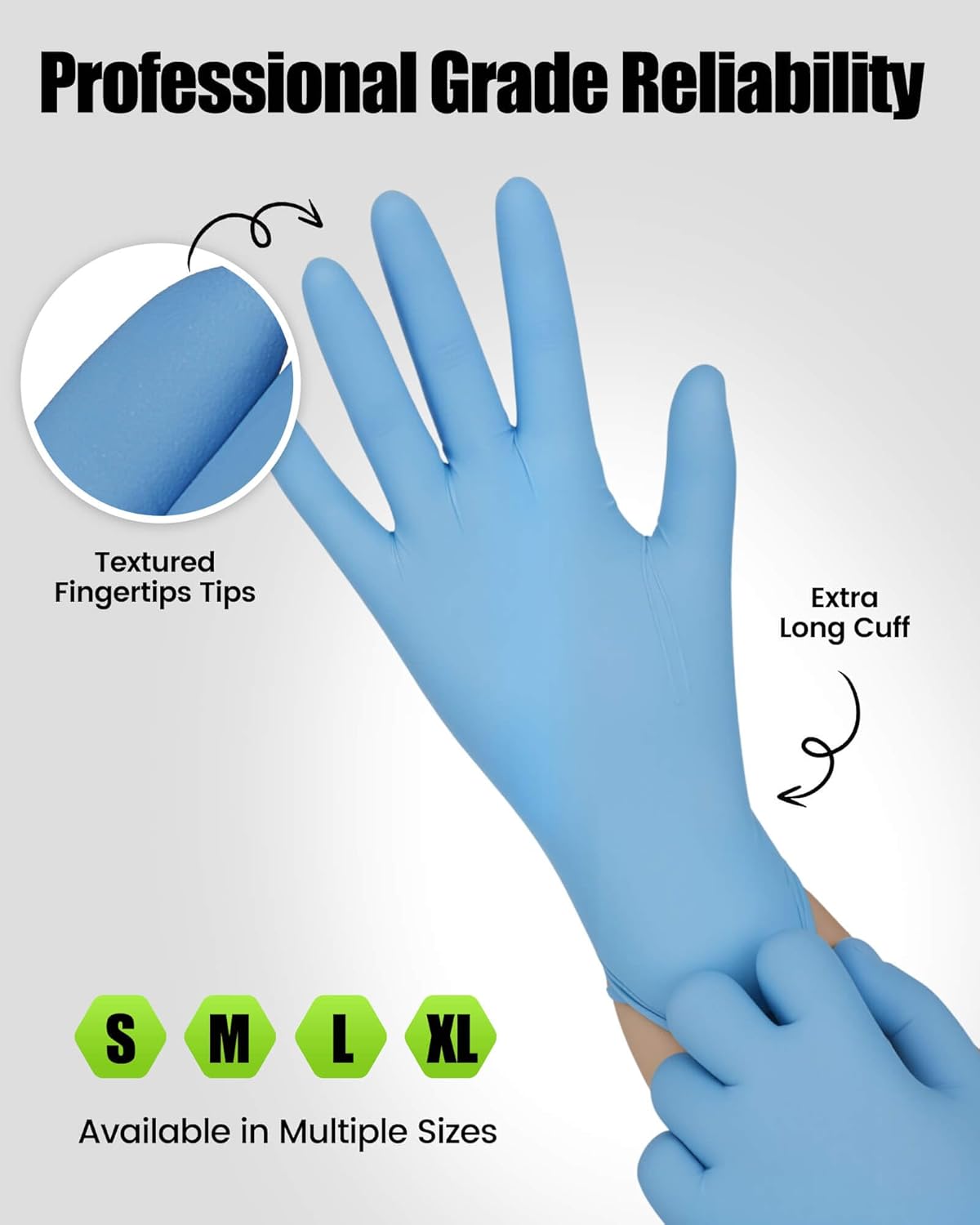 TREEGO 6 Mil Nitrile Gloves – Medical Grade Heavy Duty Disposable Gloves, Latex & Powder Free, Chemical Resistant