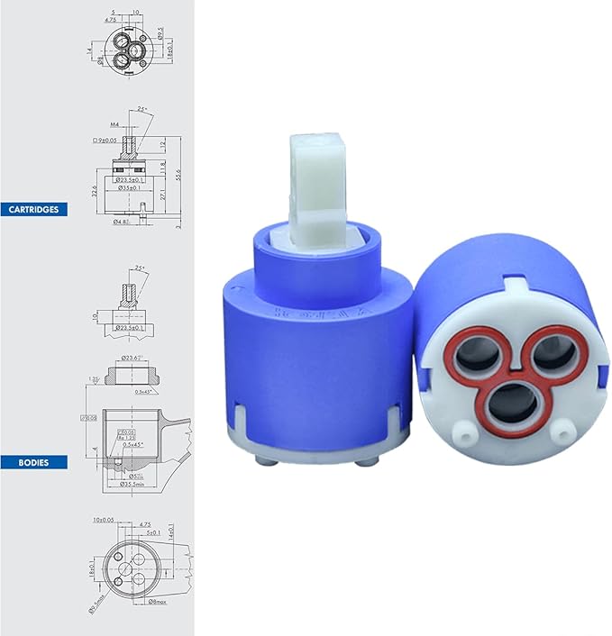 K35A Faucet Cartridge, Replacement Cartridge Compatible with La Torre, Gerber, Danze & Moen, Single Lever Shower Tub Repair, Tub Faucet Cartridges, Kitchen & Bathroom Faucet Cartridge Replacement