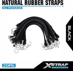 XSTRAP STANDARD 20 Pack 15'' Adjustable Rubber Tarp Straps, EPDM Bungee Cords with Hooks, Ideal for Securing Tarps, Canvases