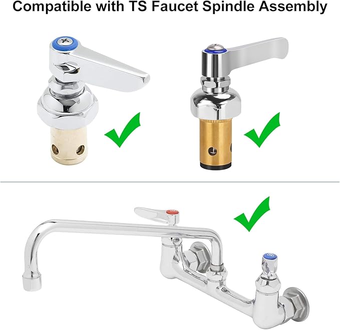 Replacement 002713-40 Cold Side Handle Stem Replacement Assembly Fit for All T&S Faucets, Brass Spindle Assembly Cartridge Faucet Valve, Blue
