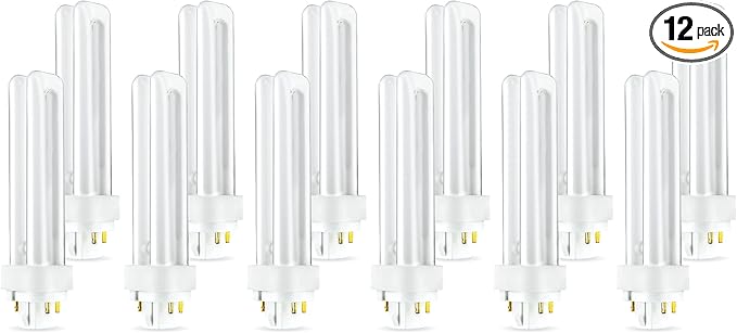 (12 Pack) PLC-13W 841, 4 Pin G24q-1, 13 Watt Double Tube, Compact Fluorescent Light Bulb, Replaces Sylvania 20667 CF13DD/E/841 - Philips 38328-1 PL-C 13W/841/4P/ALTO and GE 97597 F13DBX/841/ECO4P