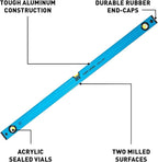 OX Tools OX-P503418 72-inch TUFF Level with Shock Resistant End Caps – Single Solid Piece Box Level Body to Keep Mud Out & Reinforced Vials 6 foot level Contractor Grade |Aluminum Box Level