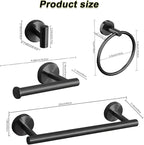 Cilee 10 Piece Matte Black Bathroom Accessories Set, 24inch Black Towel Bar Ring+Toilet Paper Holder+ Robe Towel Hook SUS304 Stainless Steel Bathroon Hardware Set
